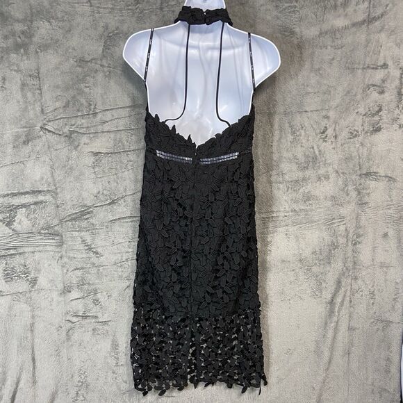Bardot Size 6 Black Lace Halter Floral Cutout Backless Back Zip Dress Whimsigoth - Picture 7 of 16